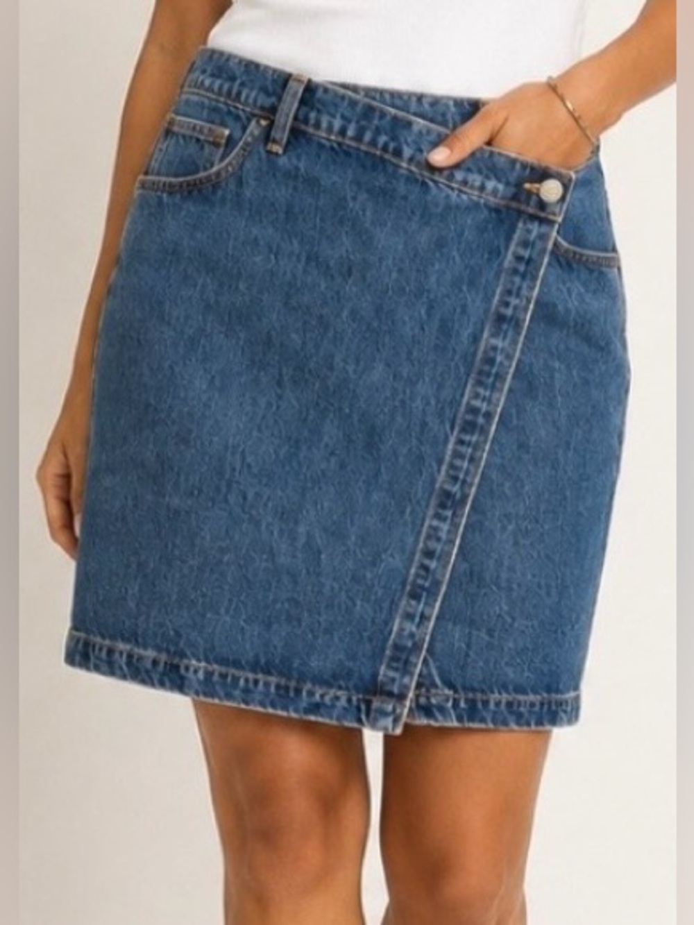 Derek Lam 10 Crosby Denim Wrap Skirt Size 30 Made in USA 100% Cotton